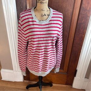 American Eagle Outfitters Red and Gray Striped Sweater